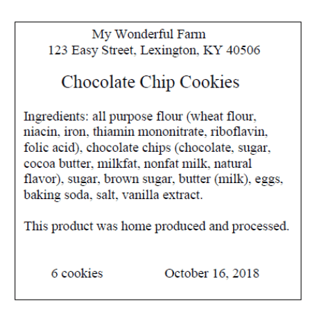 Kentucky home-based processor label guide from an official state agency source