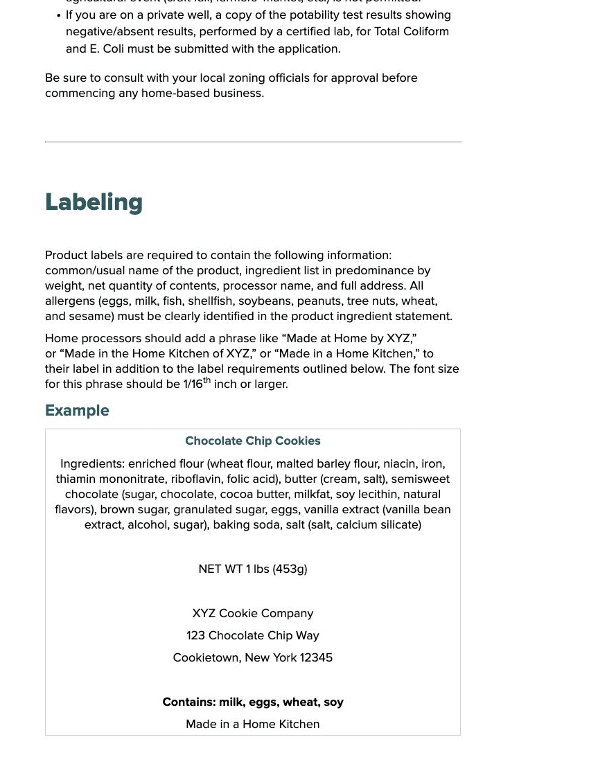New York Department of Agriculture home processing from an official state agency source