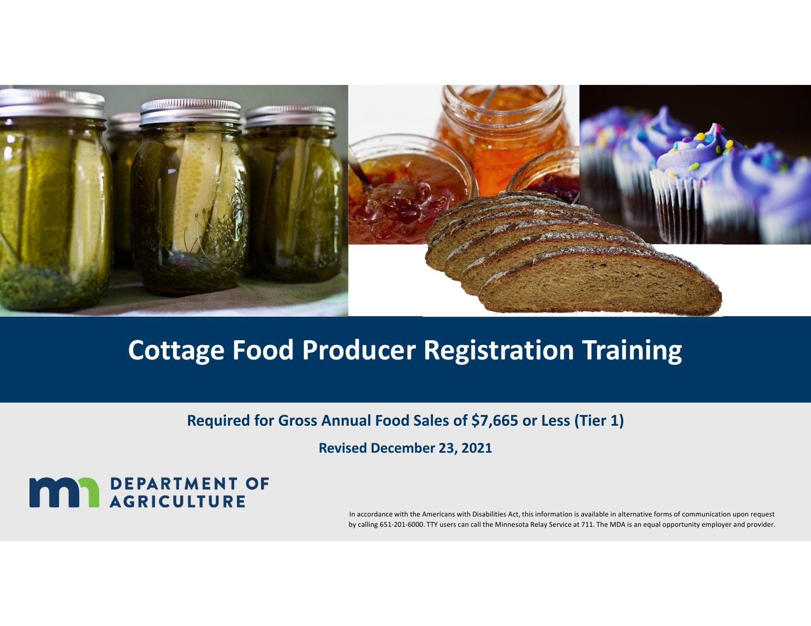 Cover of Cottage Food Producer Registration Training (Tier 1)