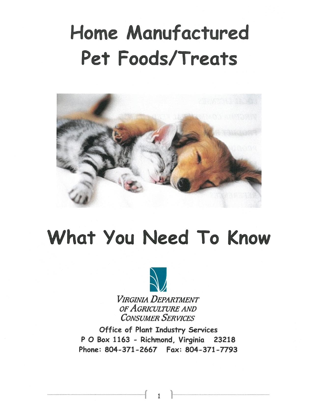 Cover of Home Manufactured Pet Foods/Treats: What You Need to Know