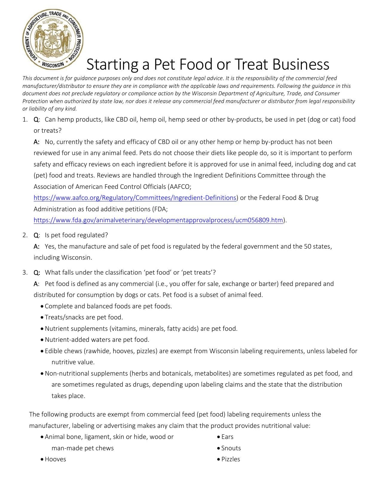 Cover preview for Feed and Pet Food Info (Including Hemp)