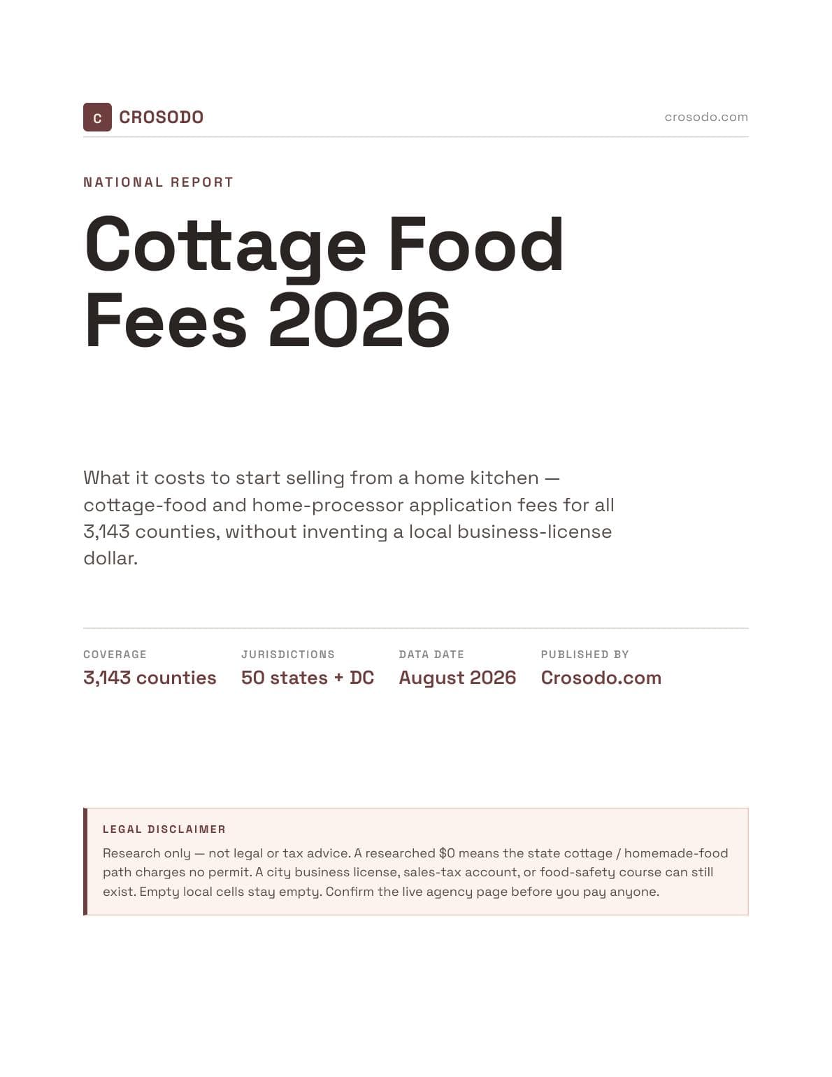 Cover of Cottage Food Fees 2026