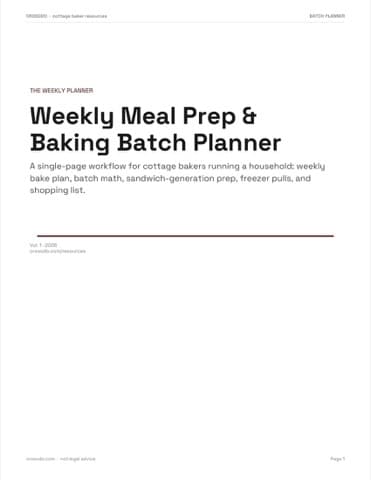 Cover of Weekly Baking Batch Planner