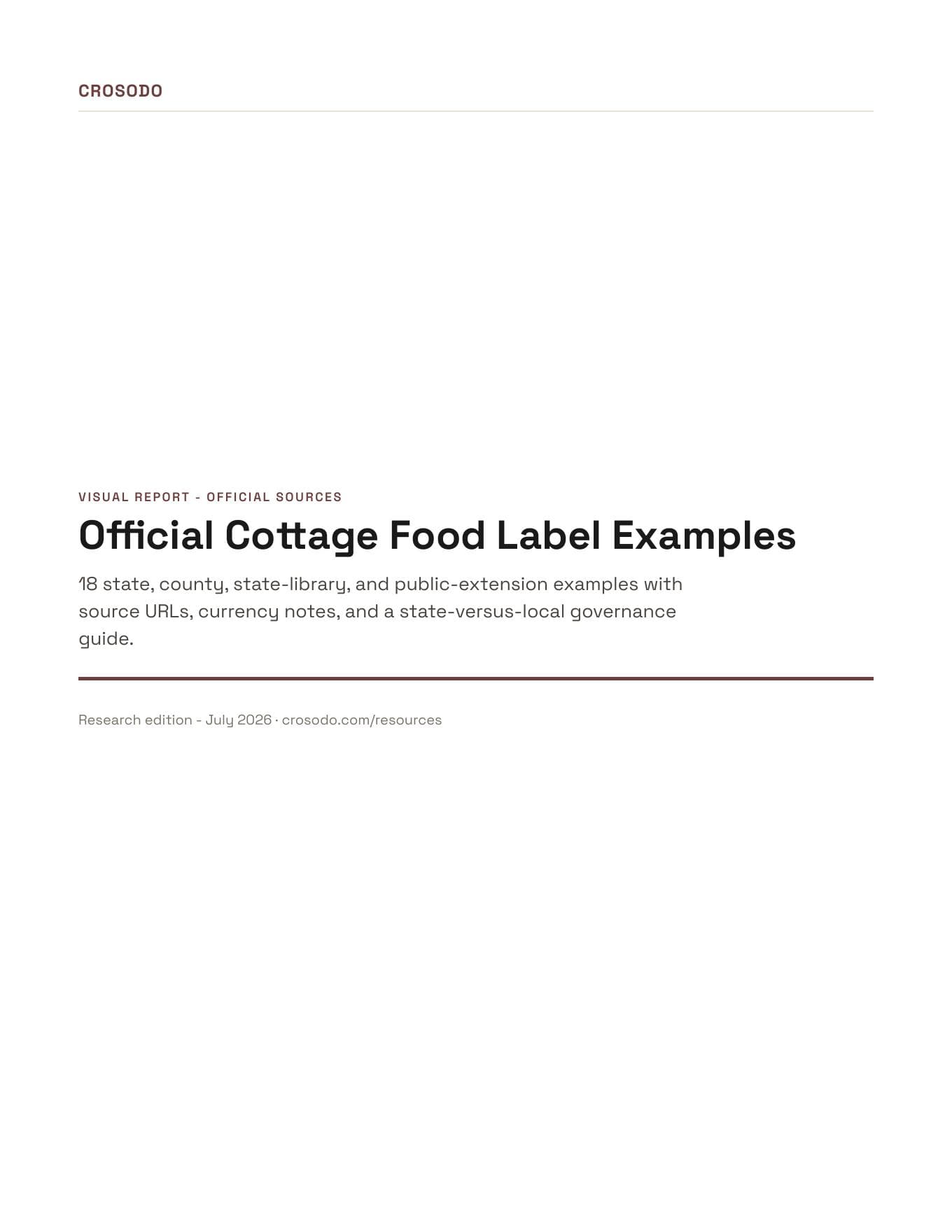 Cover of the Official Cottage Food Label Examples report