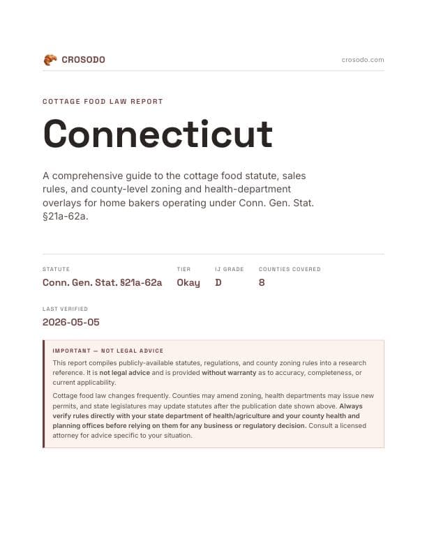 Cover of Connecticut cottage food report