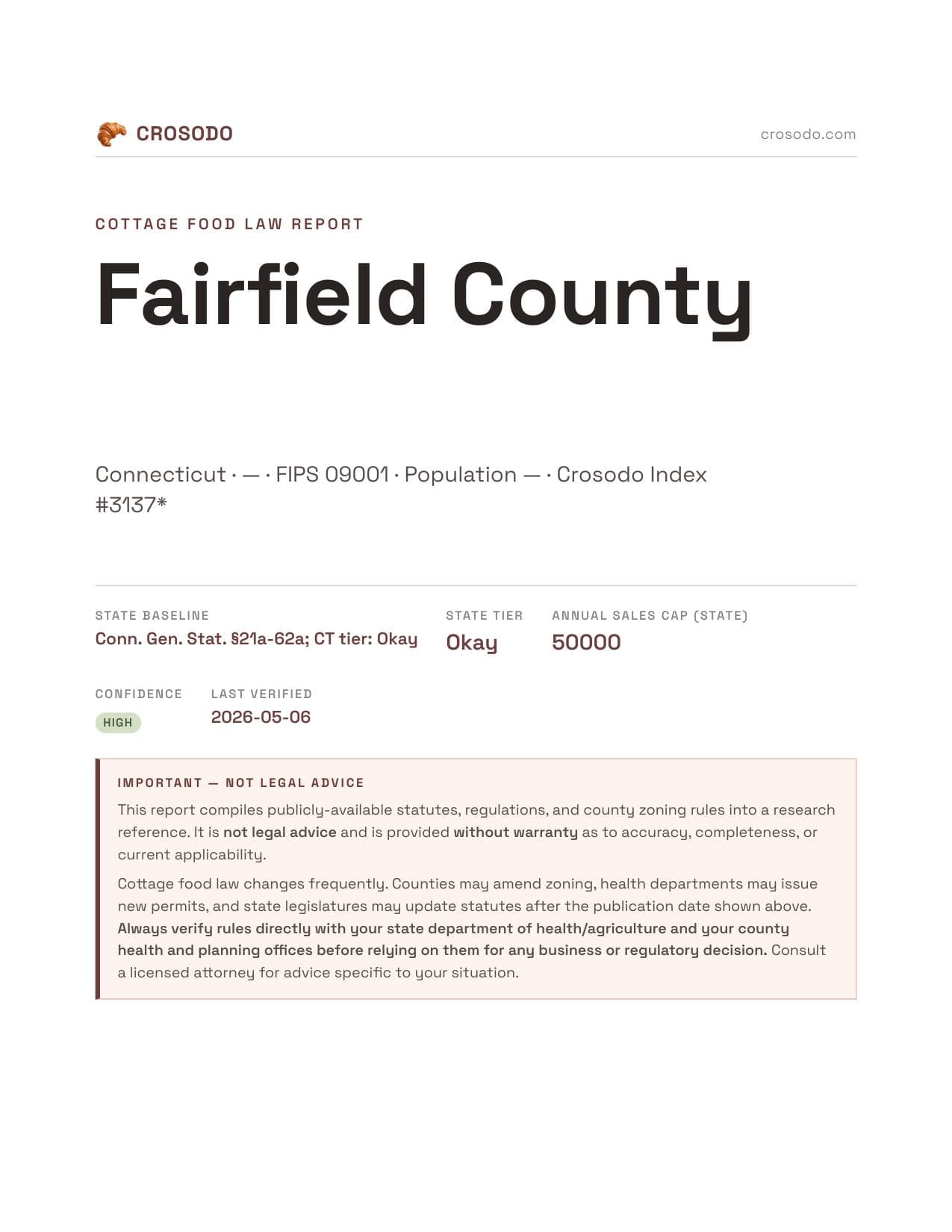Cover of Fairfield County county cottage food report