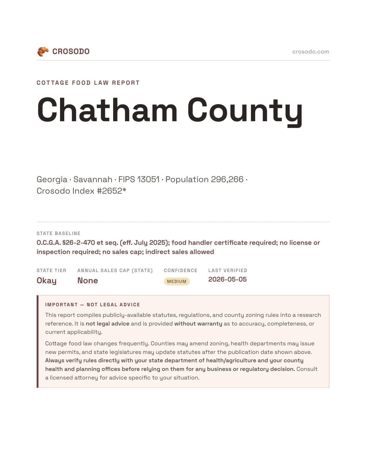 Cover of Chatham County county cottage food report