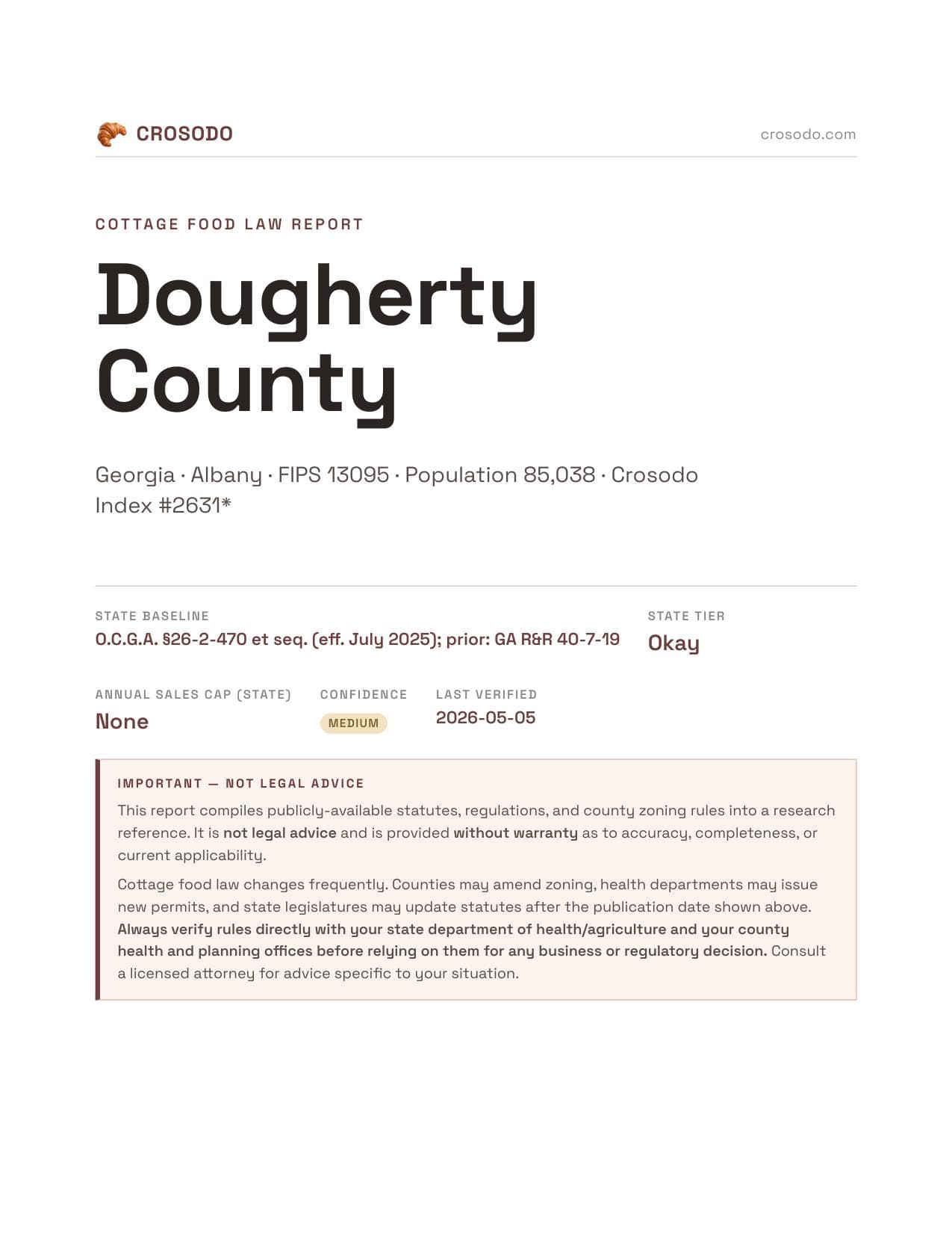 Cover of Dougherty County county cottage food report