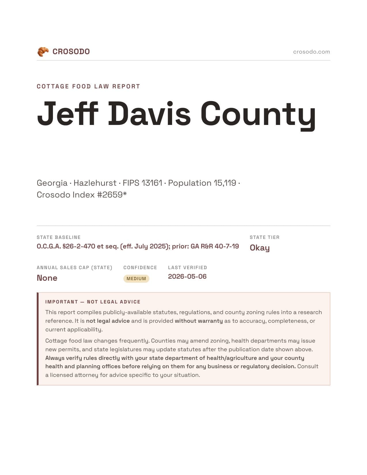 Cover of Jeff Davis County county cottage food report
