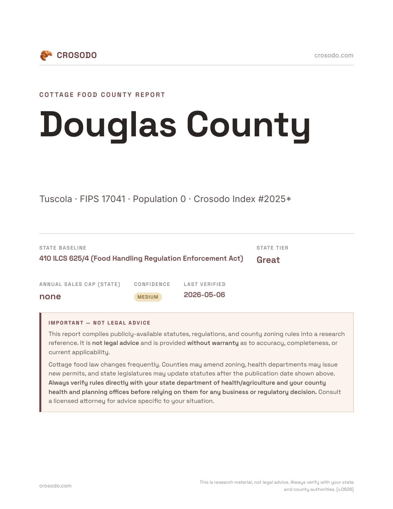 Cover of Douglas County county cottage food report