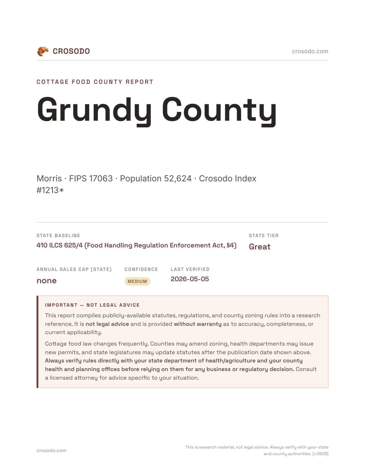 Cover of Grundy County county cottage food report