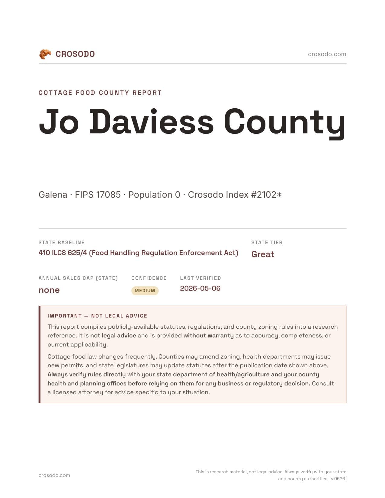 Cover of Jo Daviess County county cottage food report