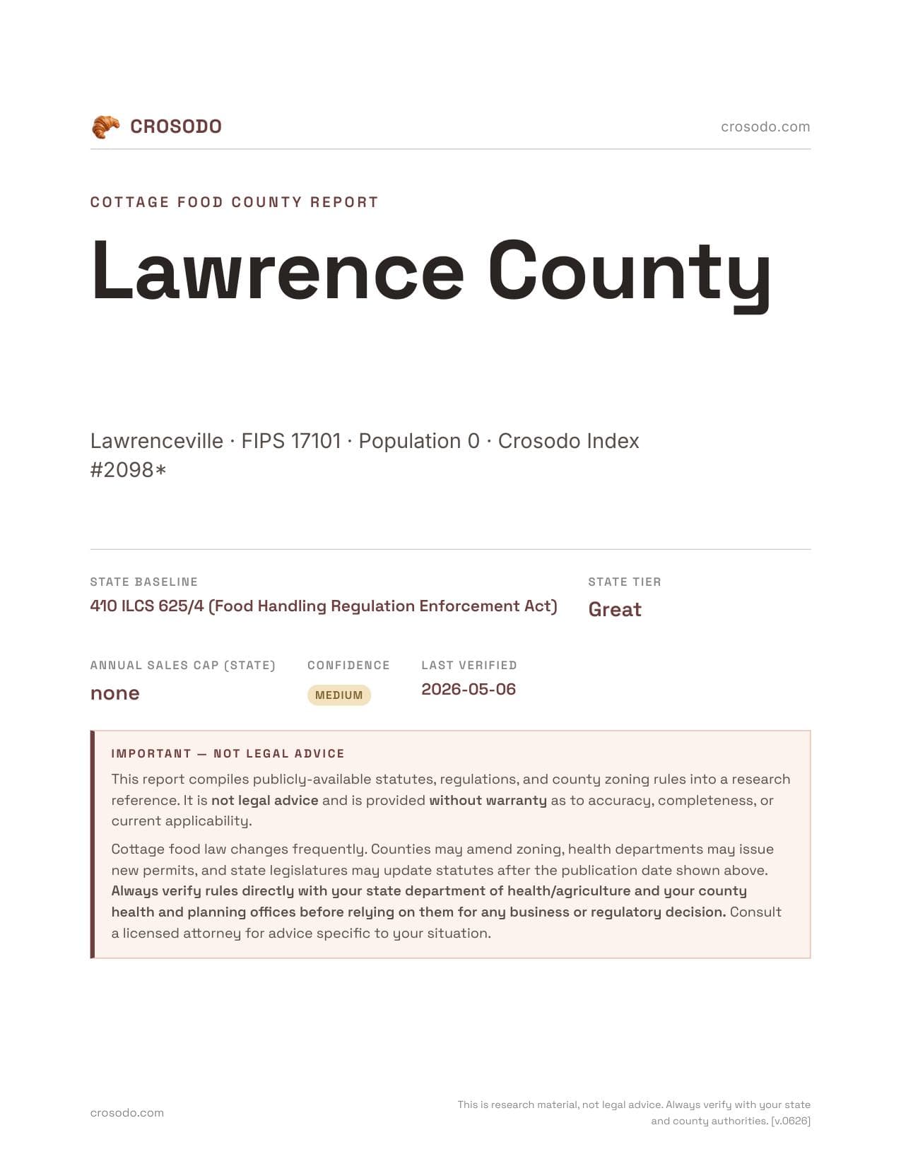Cover of Lawrence County county cottage food report