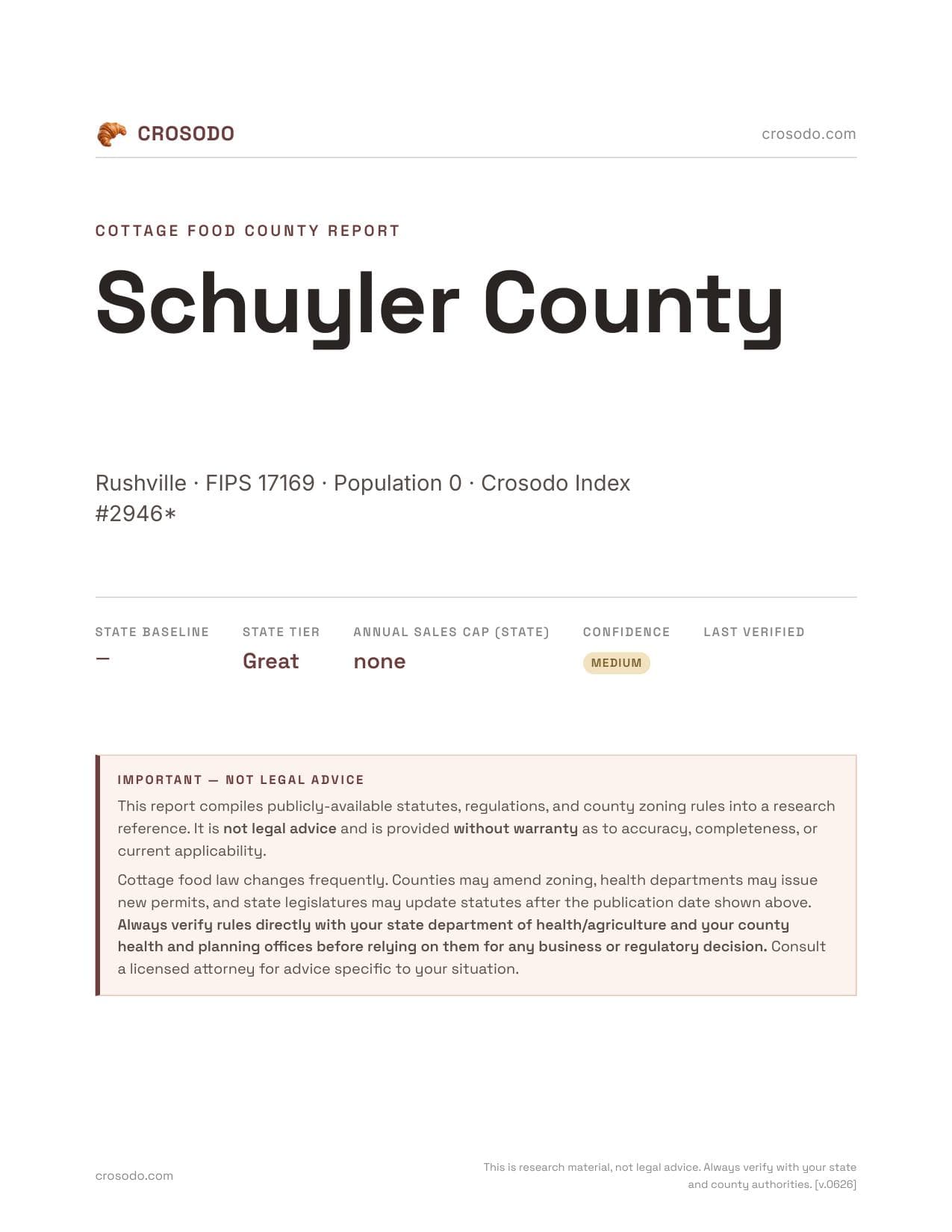 Cover of Schuyler County county cottage food report