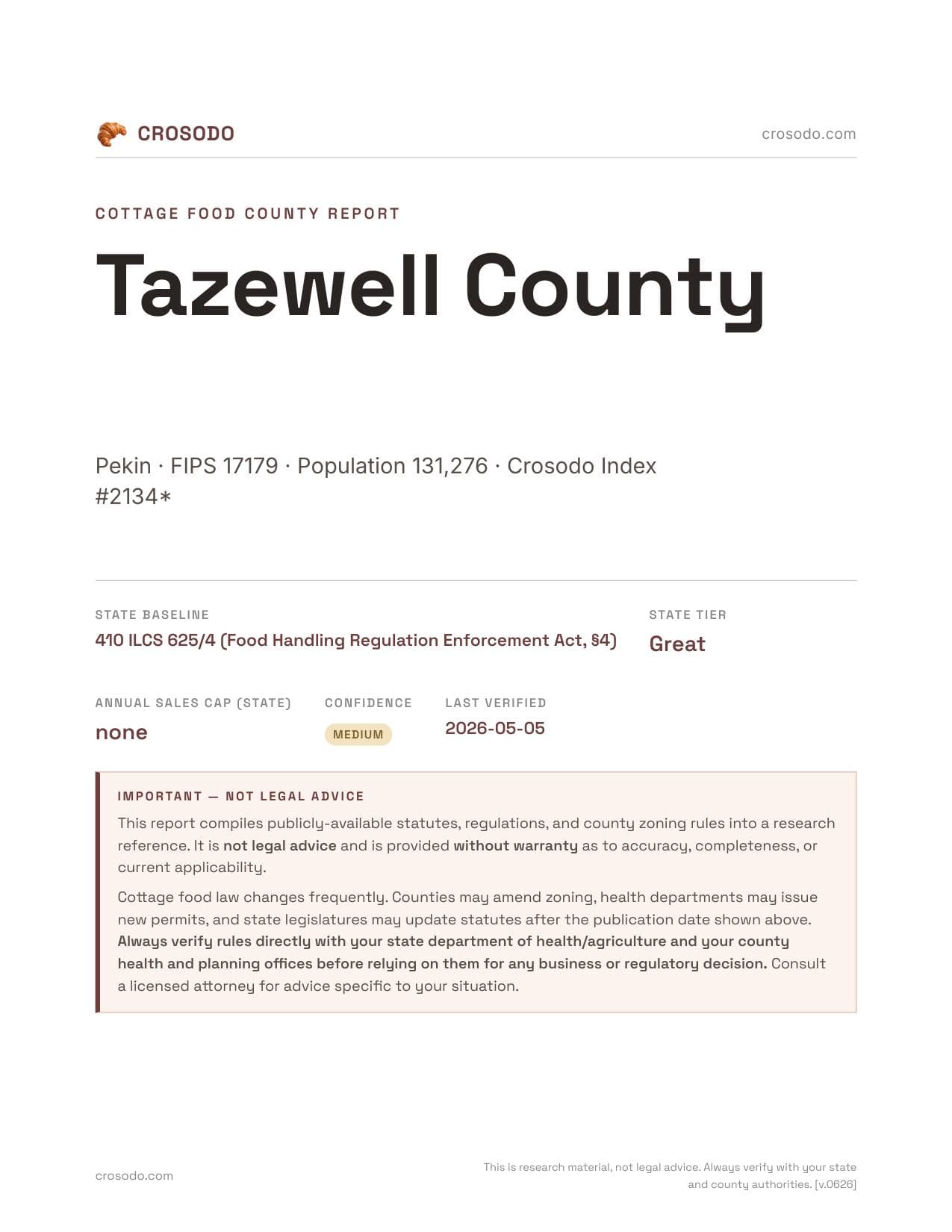 Cover of Tazewell County county cottage food report