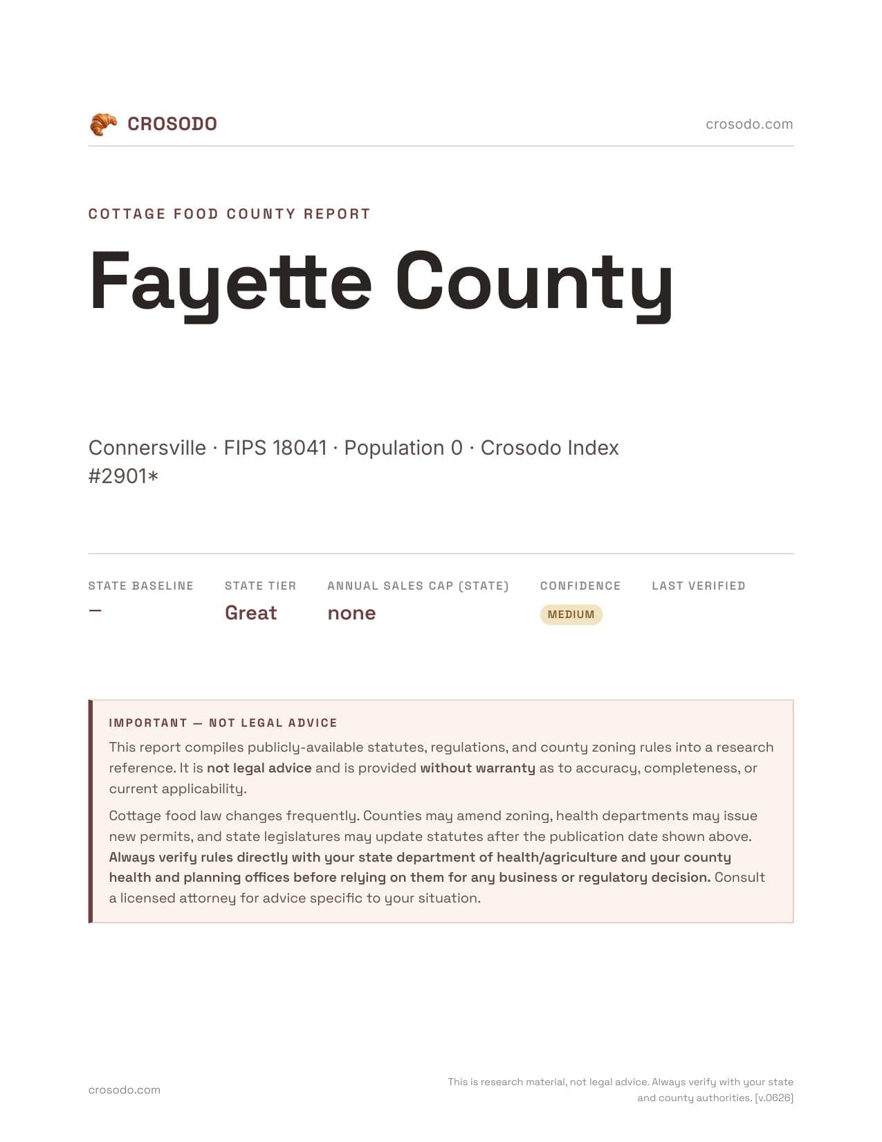 Cover of Fayette County county cottage food report