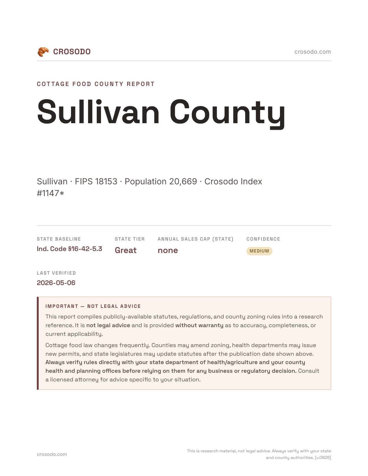 Cover of Sullivan County county cottage food report