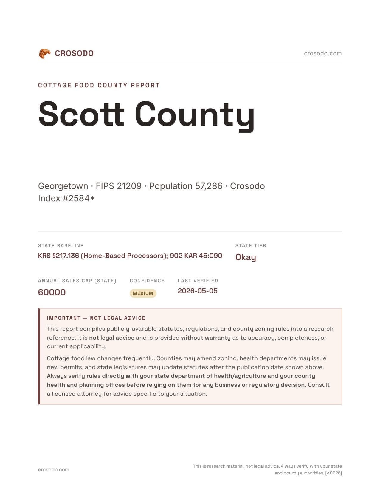 Cover of Scott County county cottage food report