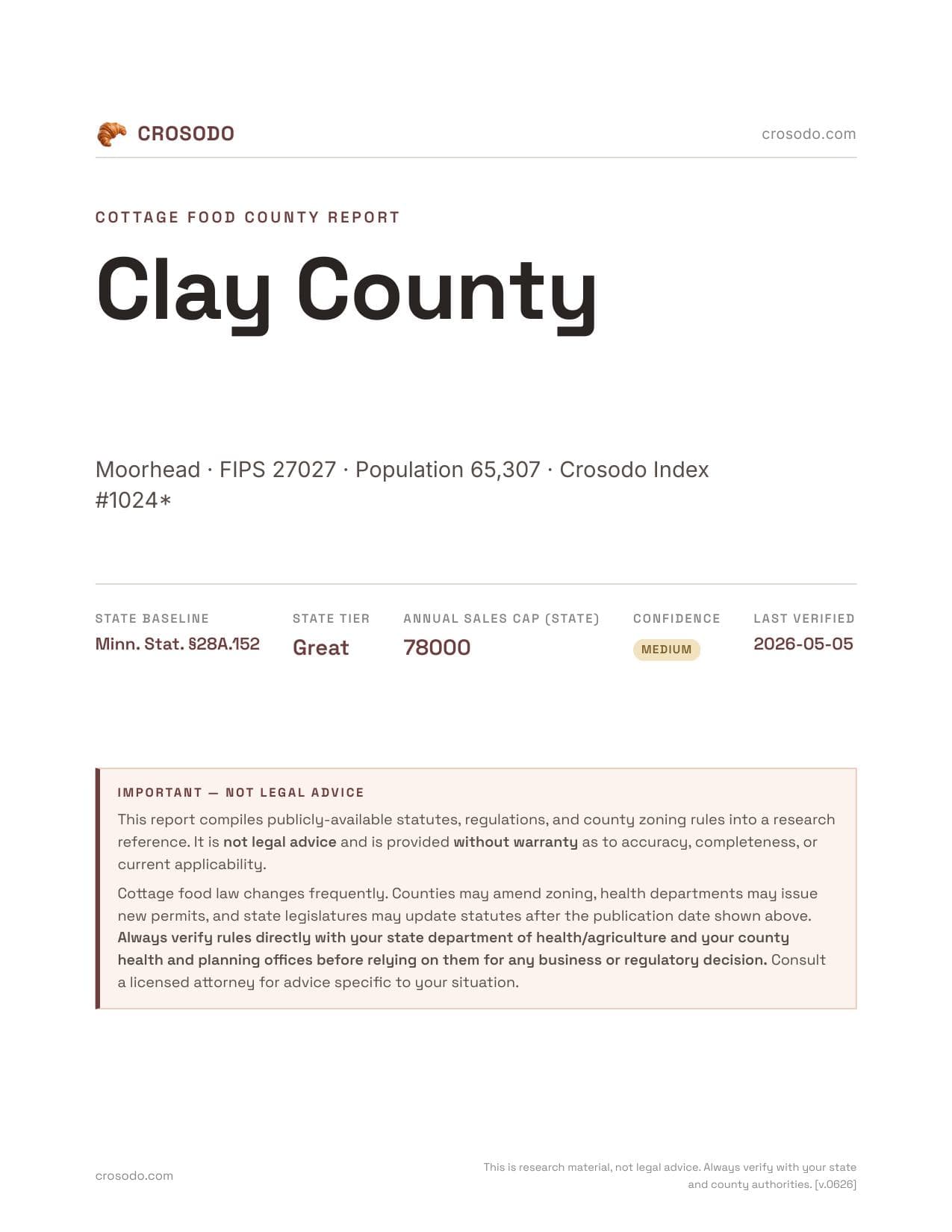 Cover of Clay County county cottage food report