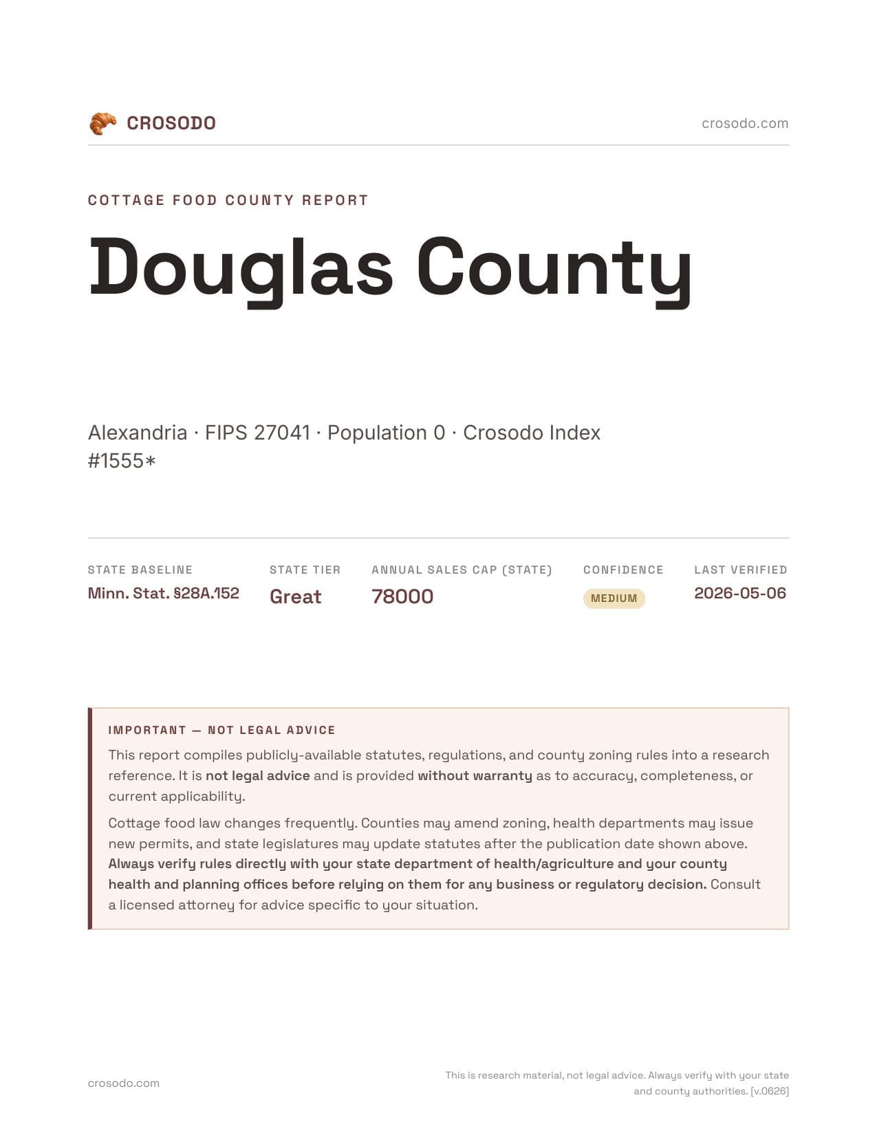 Cover of Douglas County county cottage food report