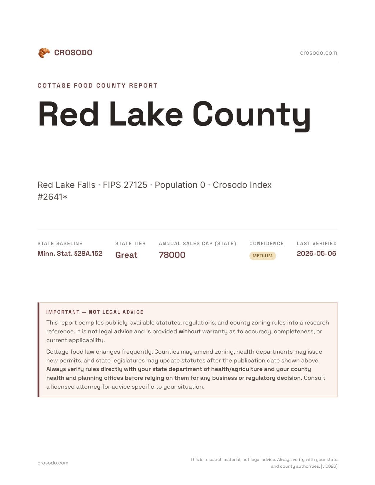 Cover of Red Lake County county cottage food report