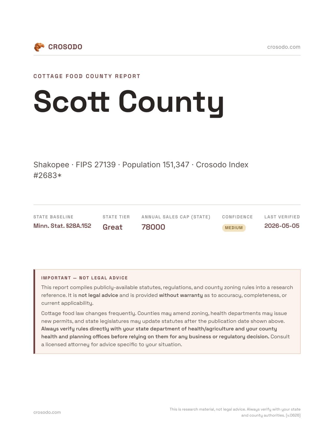 Cover of Scott County county cottage food report