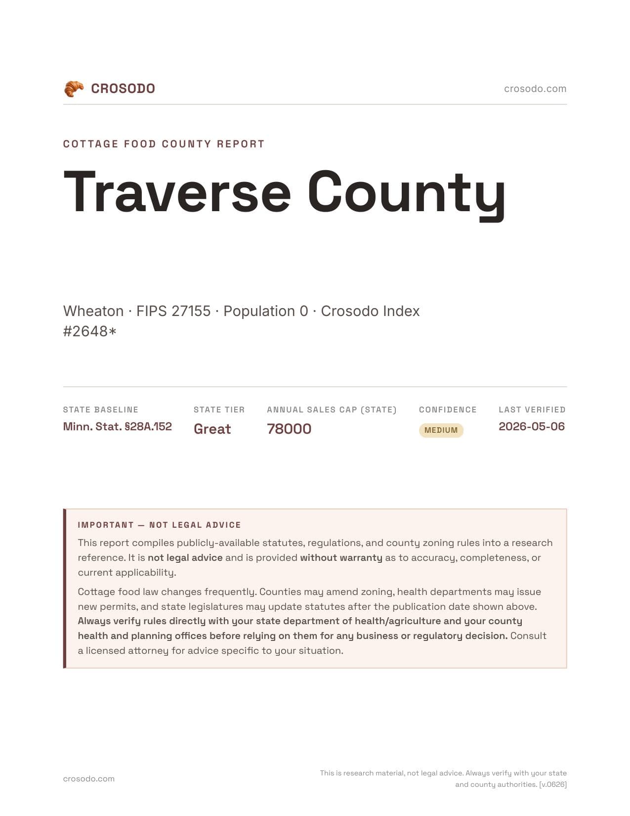 Cover of Traverse County county cottage food report