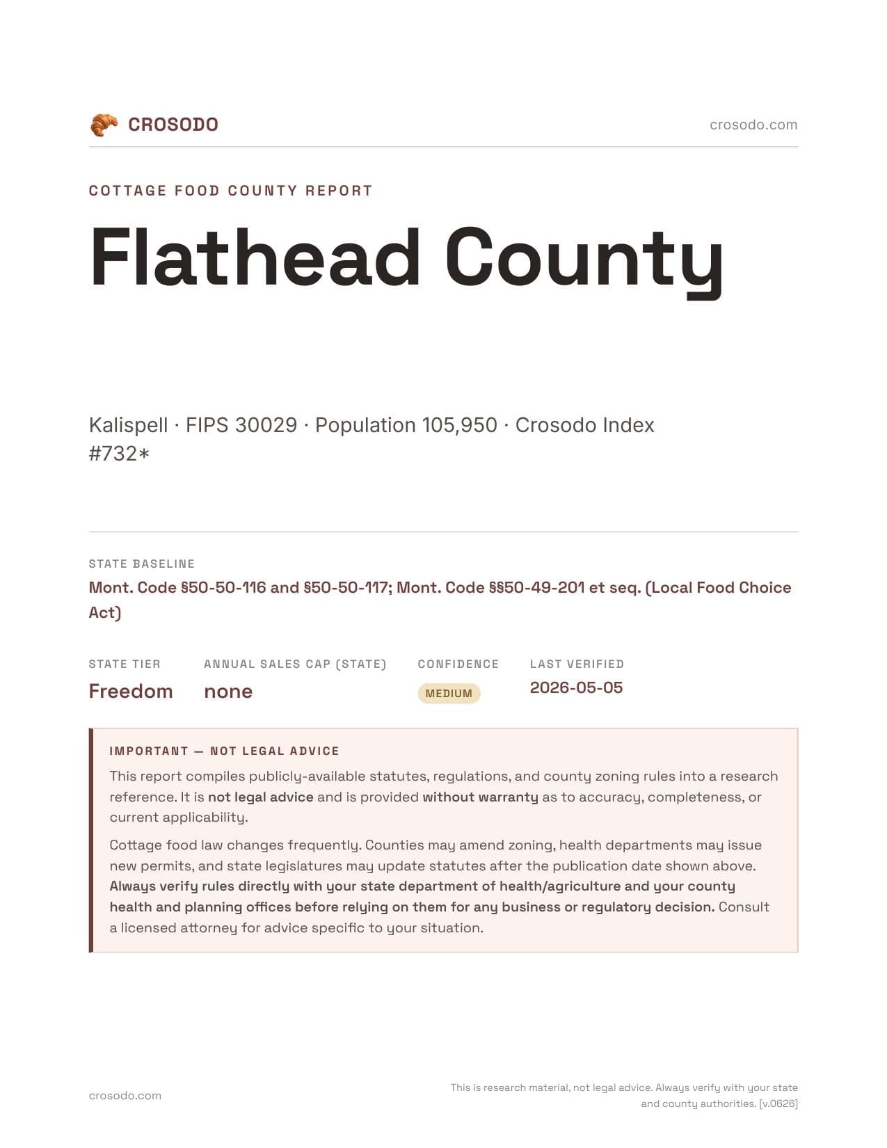 Cover of Flathead County county cottage food report