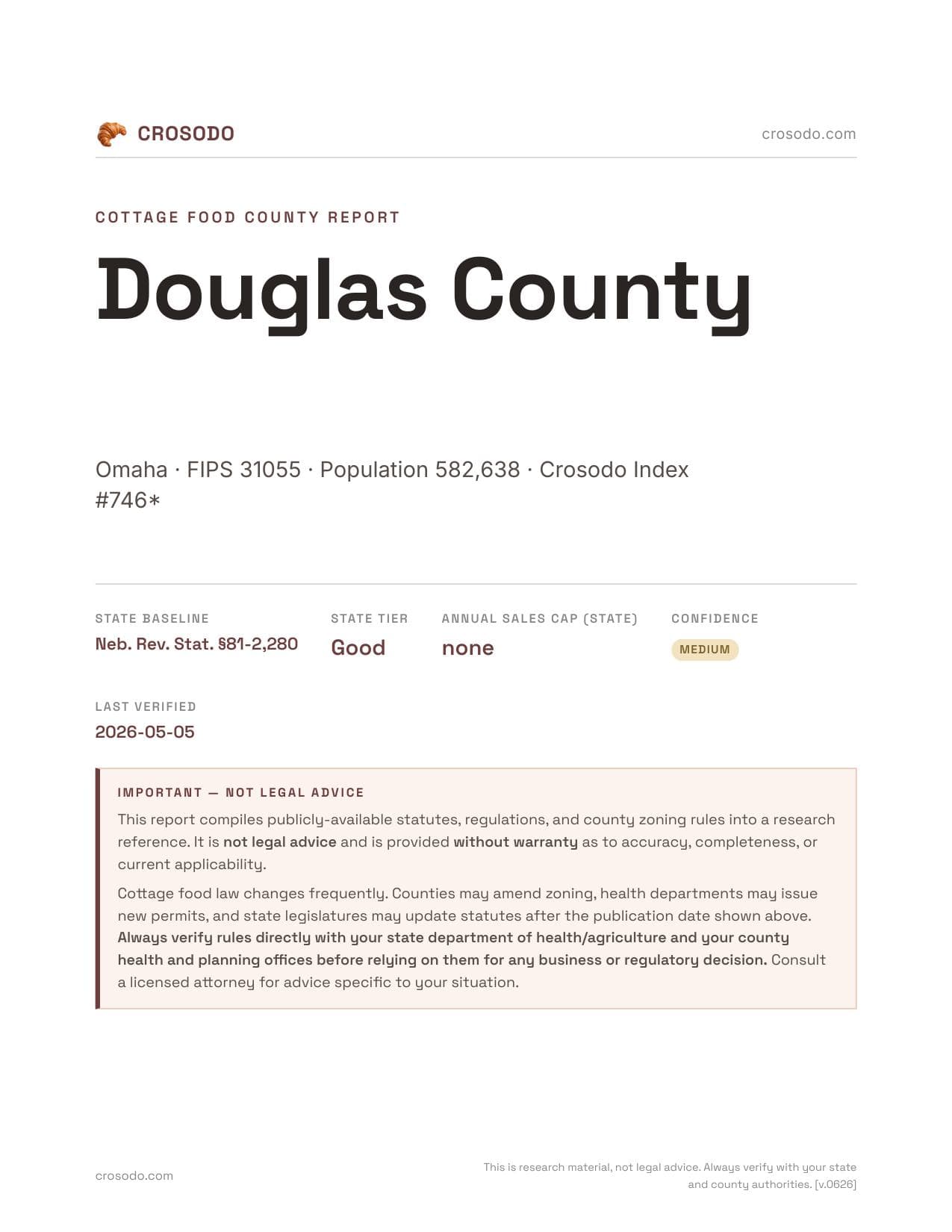 Cover of Douglas County county cottage food report