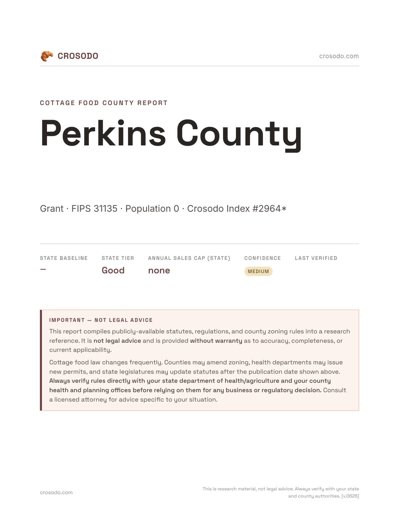 Cover of Perkins County county cottage food report