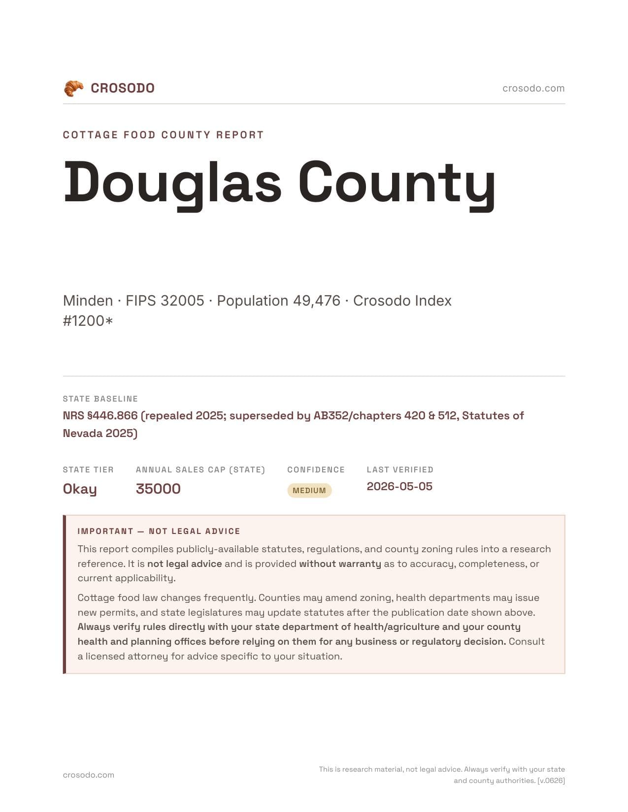 Cover of Douglas County county cottage food report