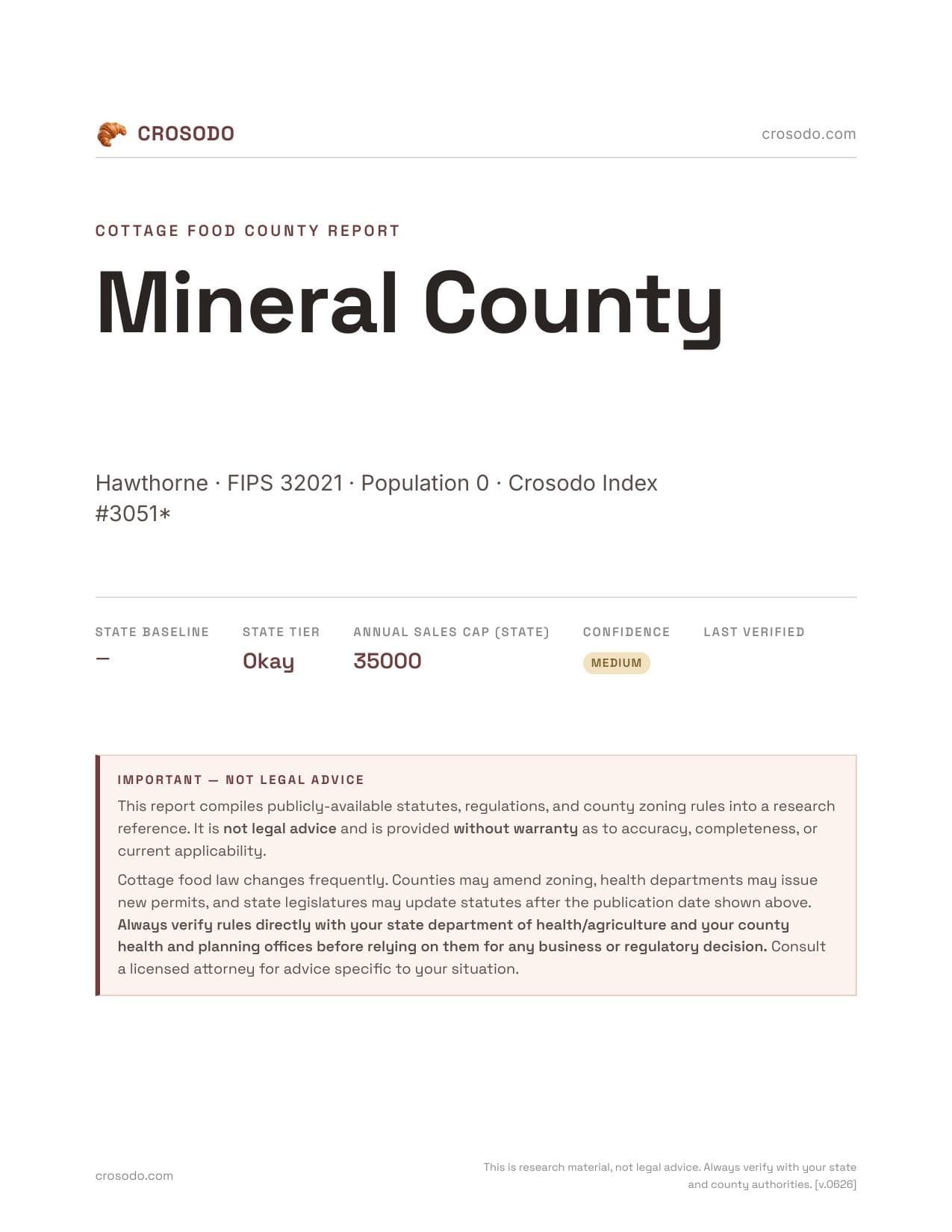Cover of Mineral County county cottage food report