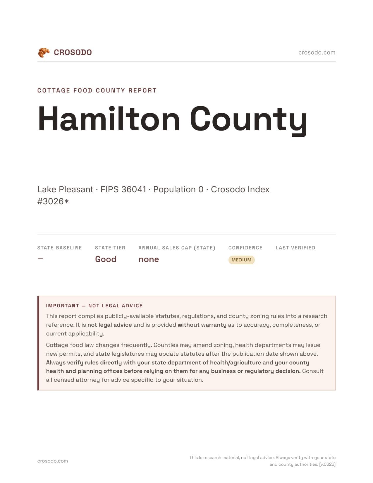 Cover of Hamilton County county cottage food report