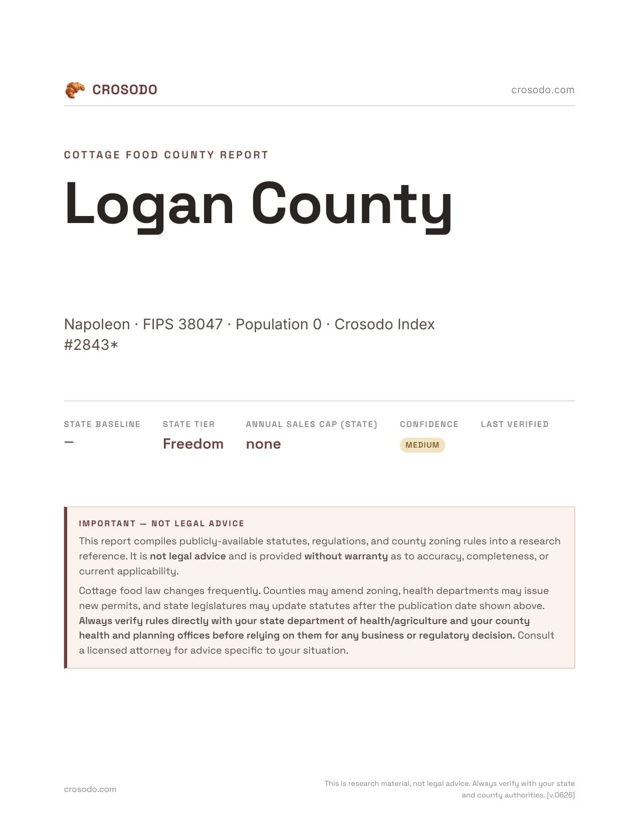 Cover of Logan County county cottage food report