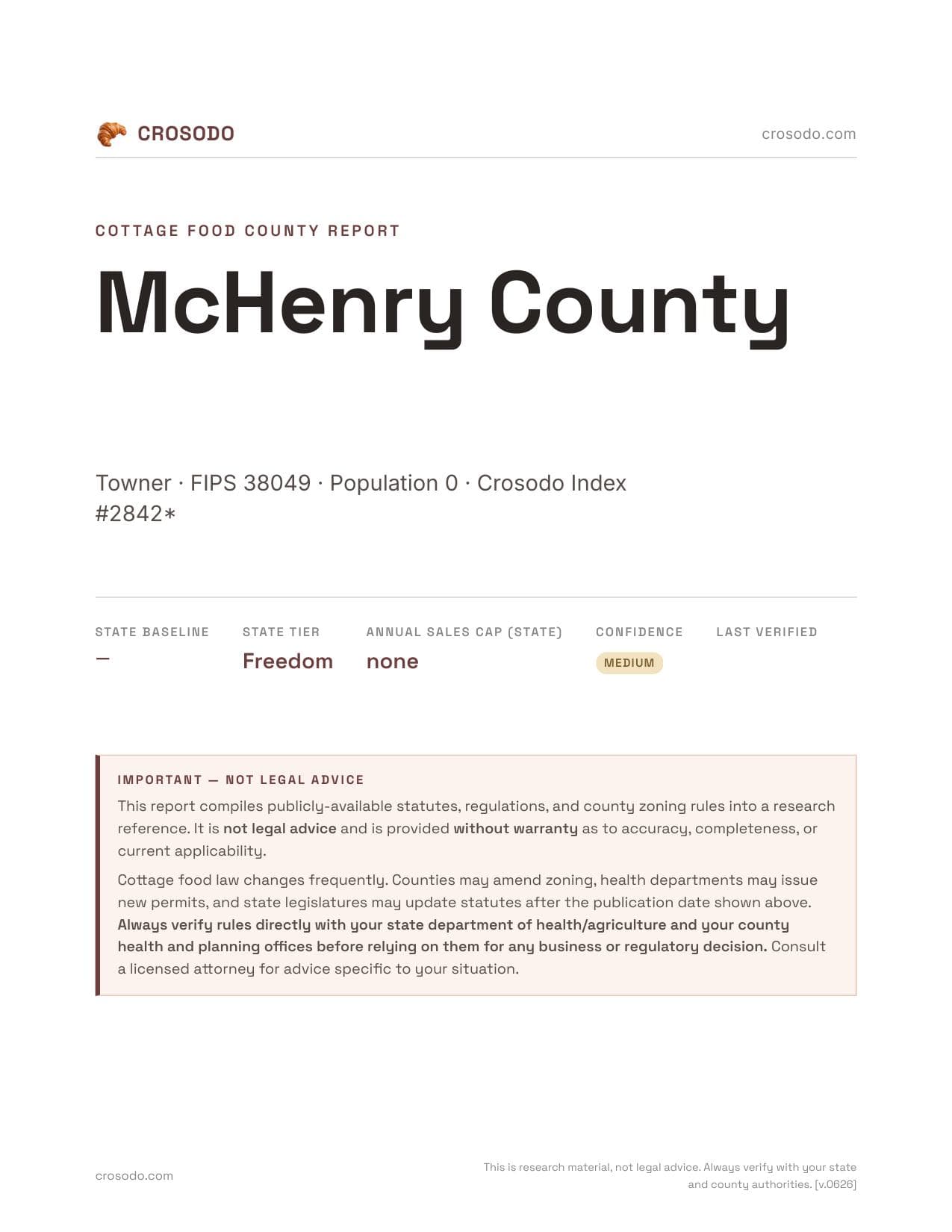 Cover of McHenry County county cottage food report