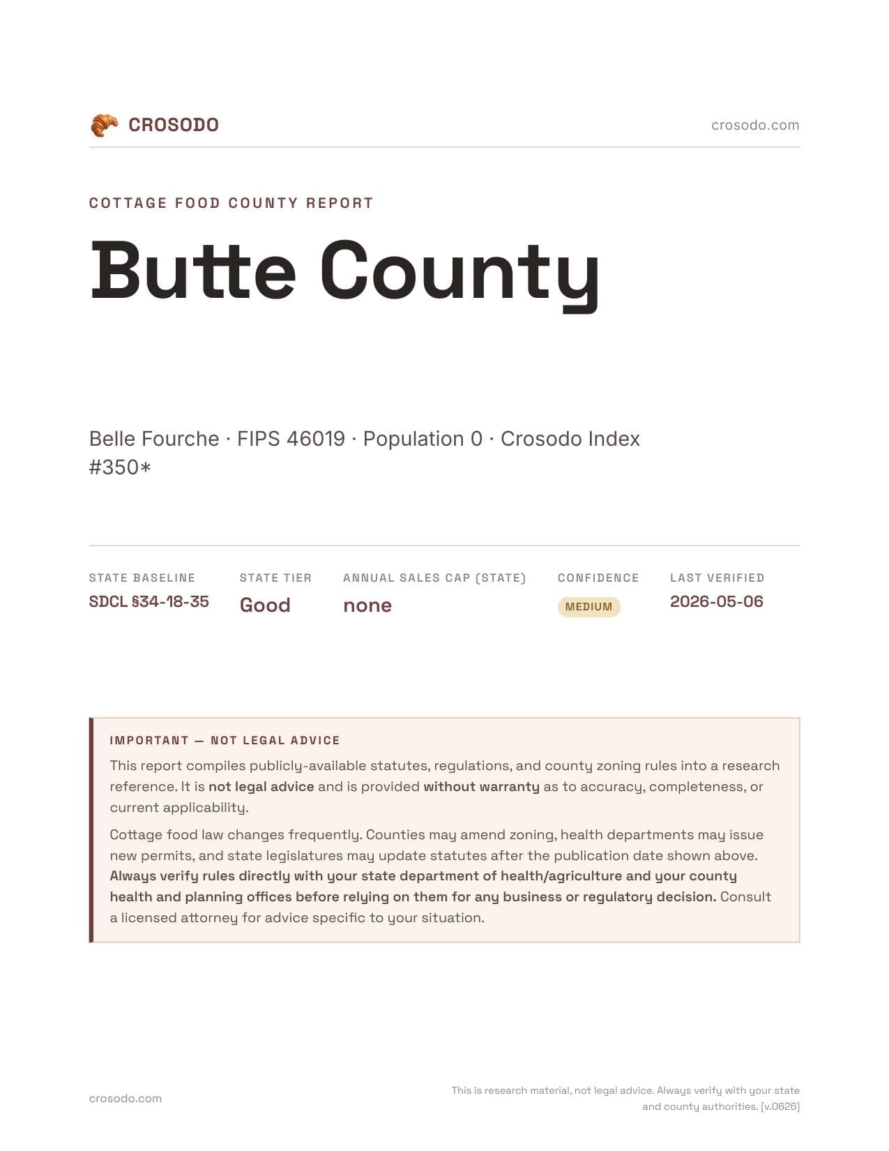 Cover of Butte County county cottage food report