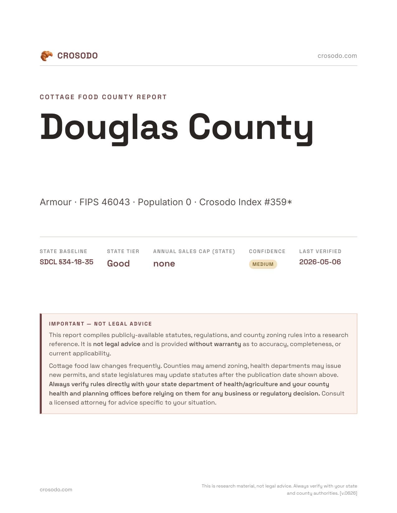 Cover of Douglas County county cottage food report