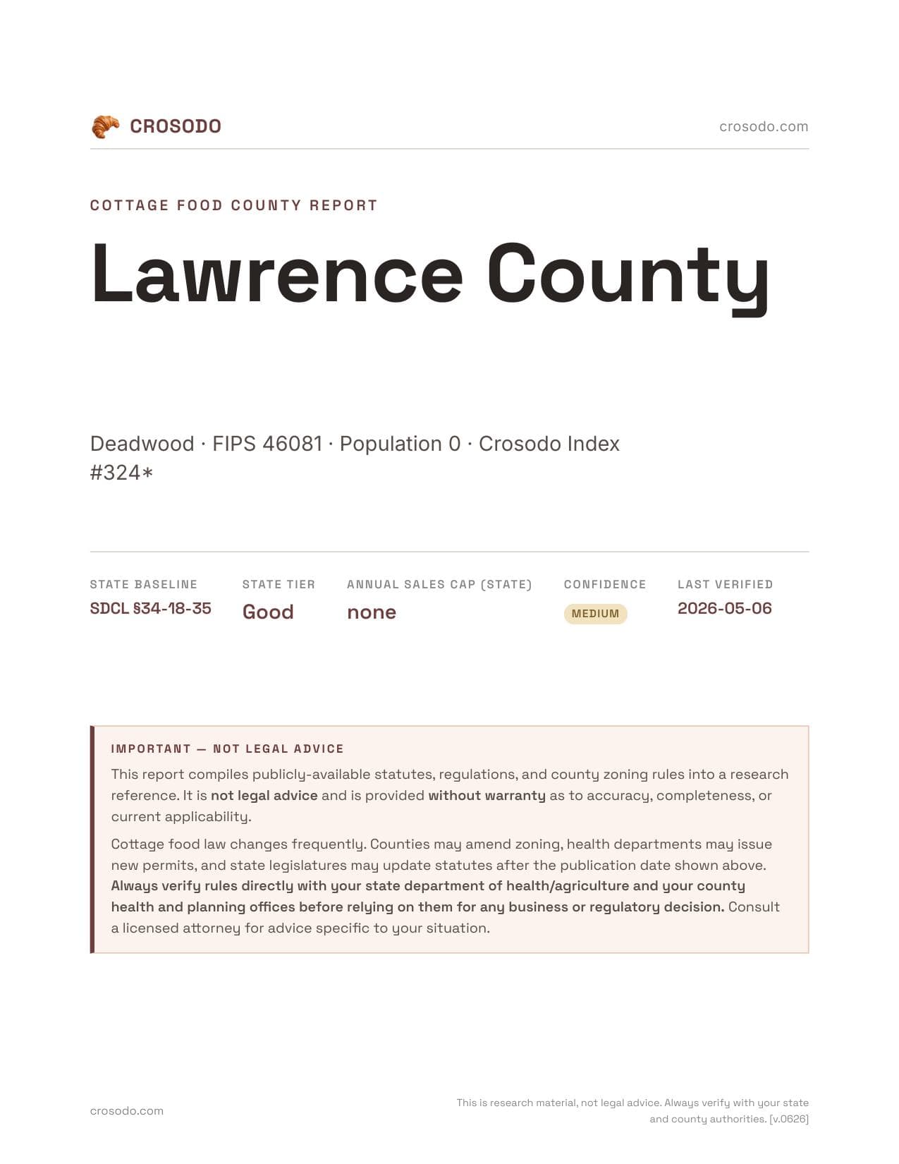 Cover of Lawrence County county cottage food report