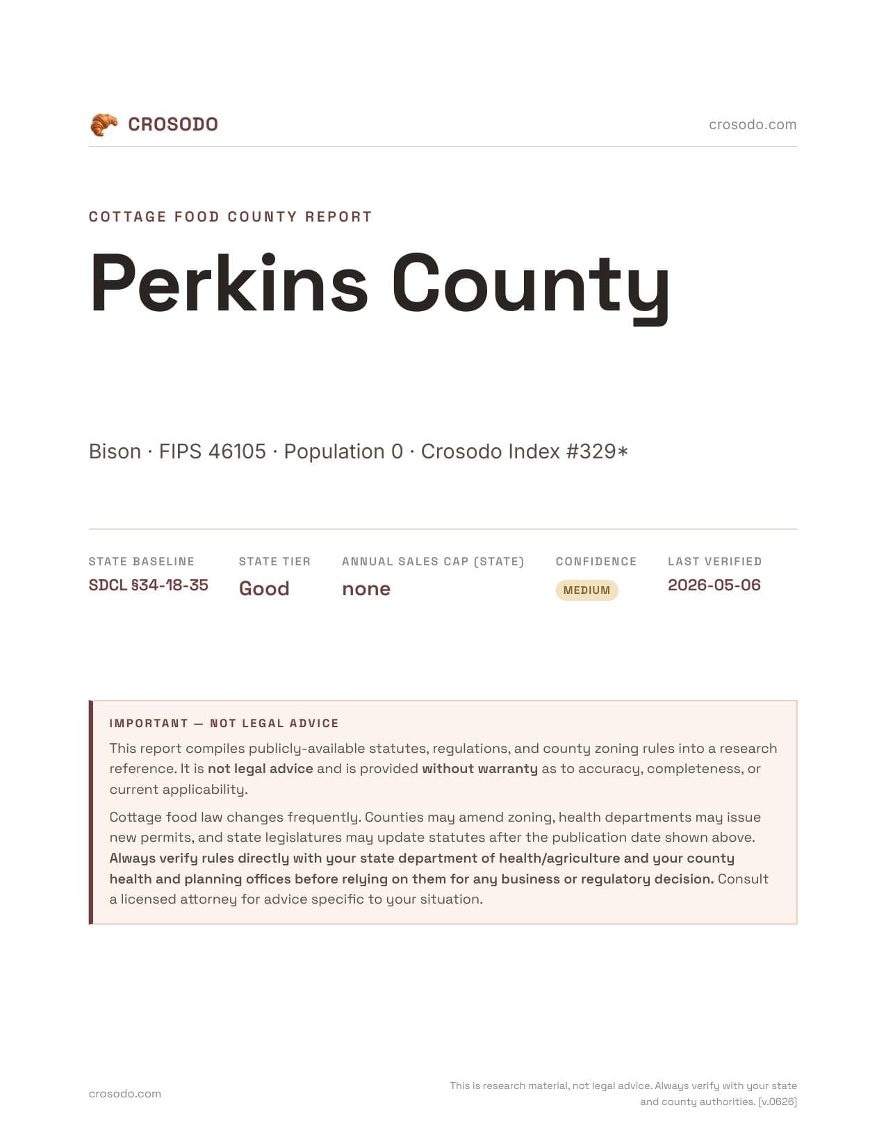 Cover of Perkins County county cottage food report