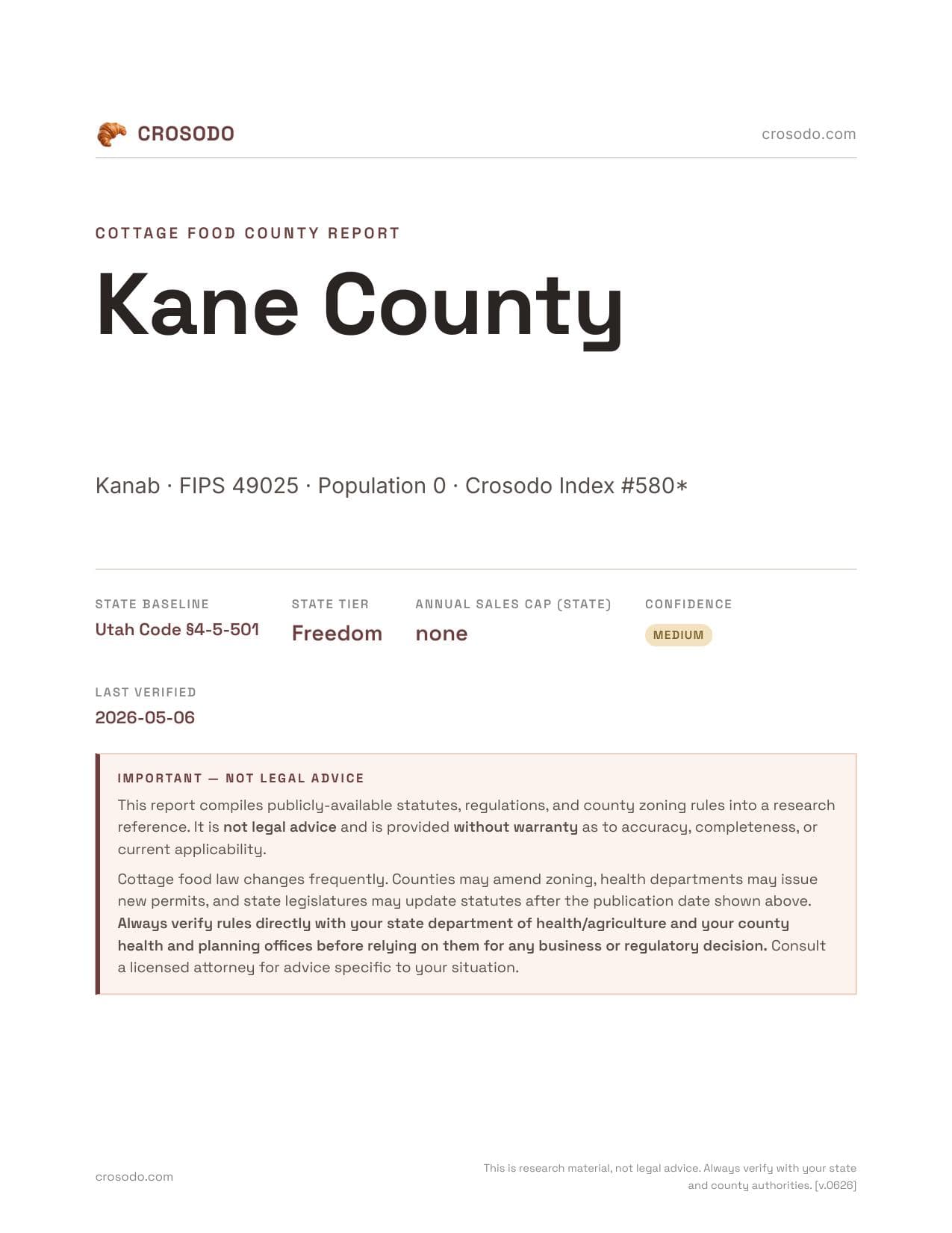 Cover of Kane County county cottage food report