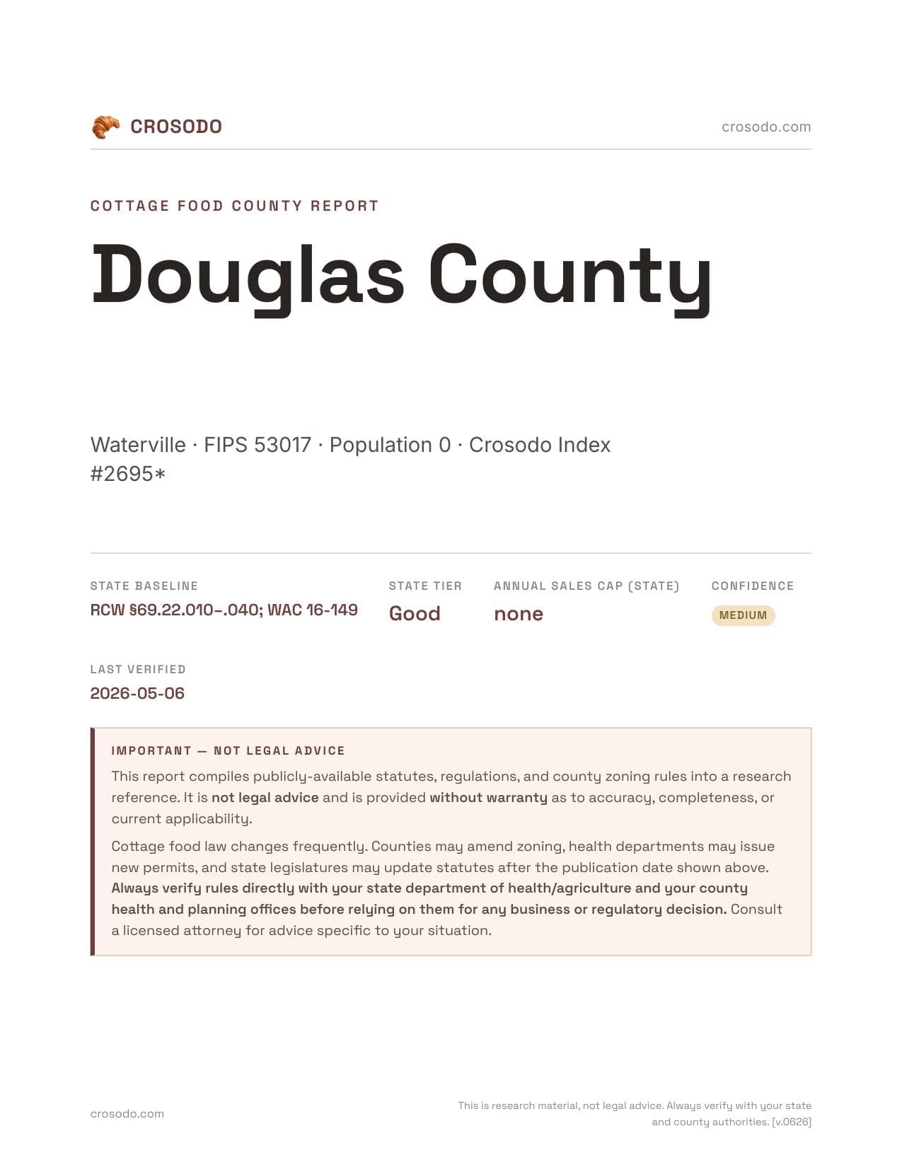Cover of Douglas County county cottage food report