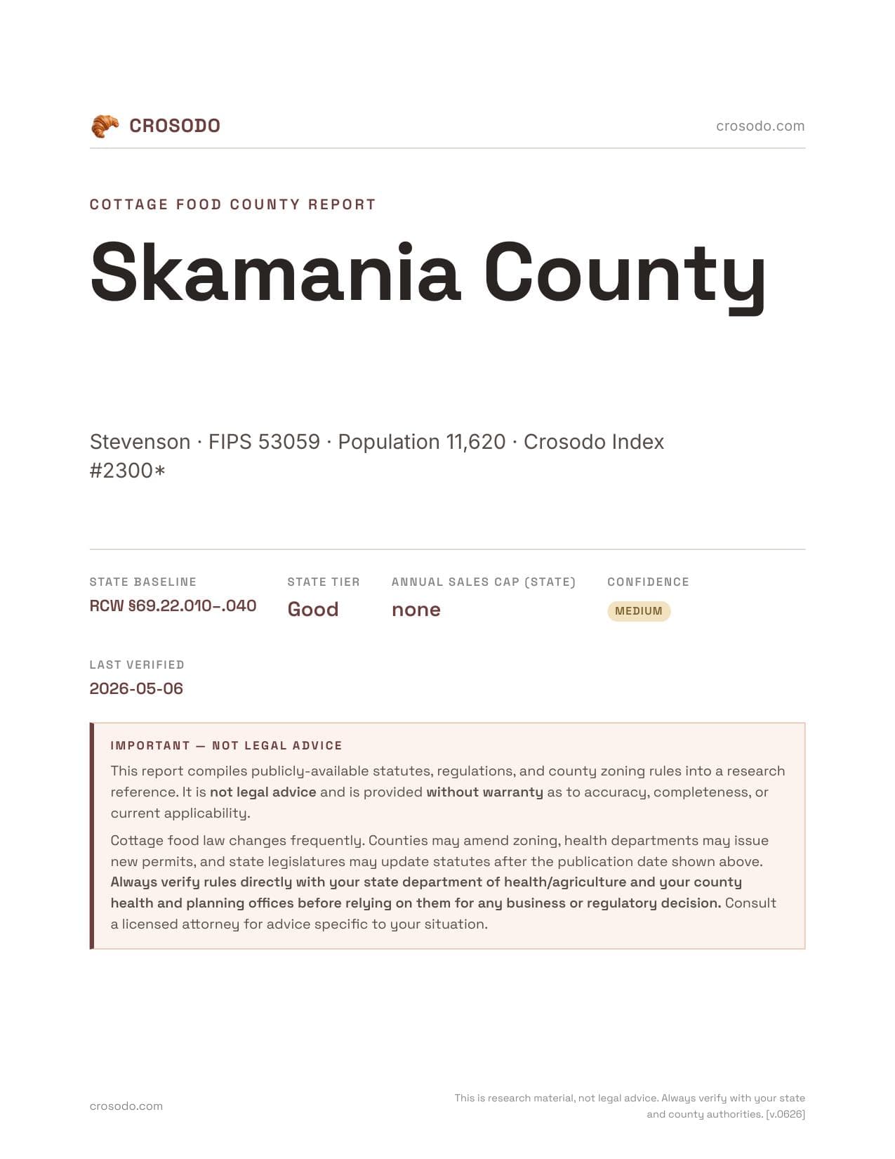 Cover of Skamania County county cottage food report