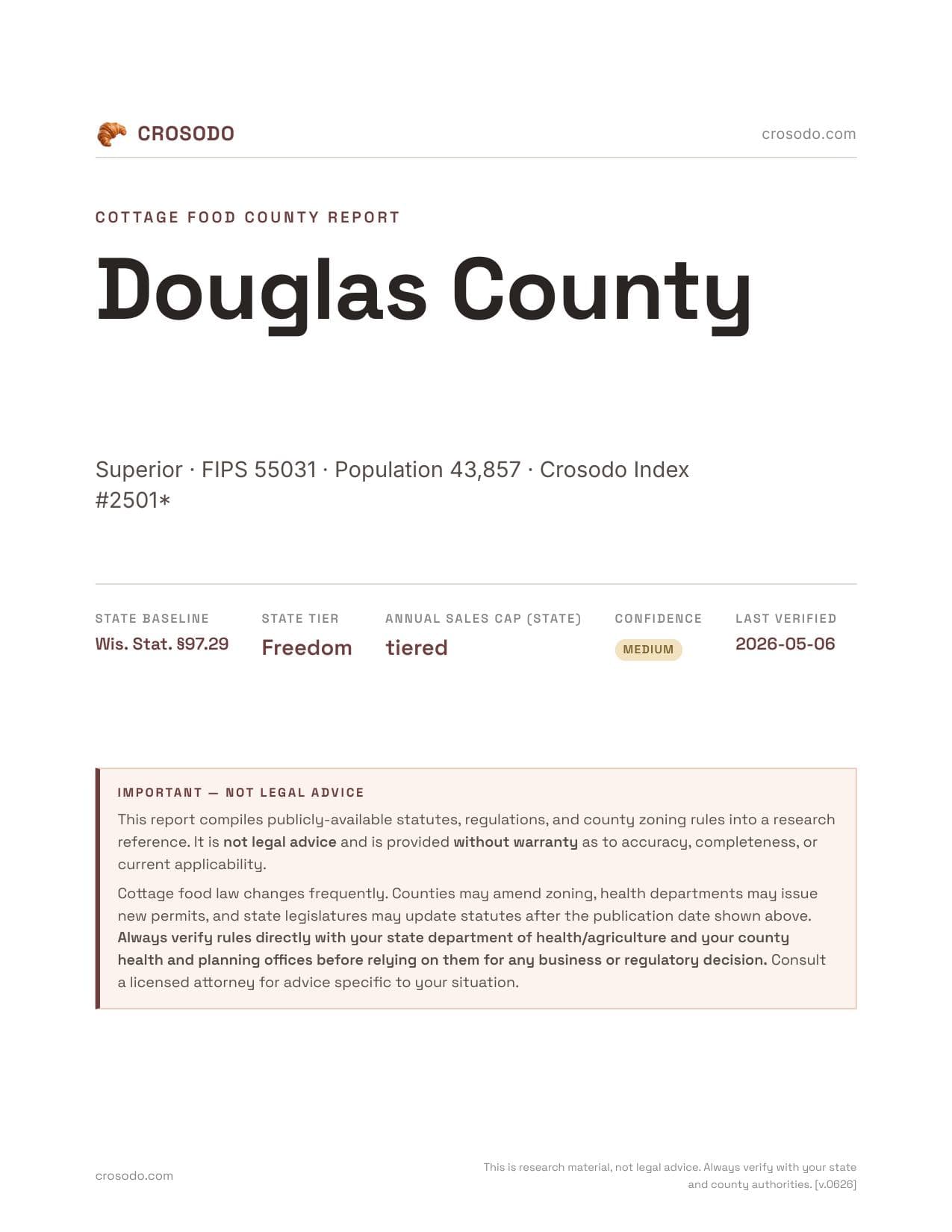 Cover of Douglas County county cottage food report