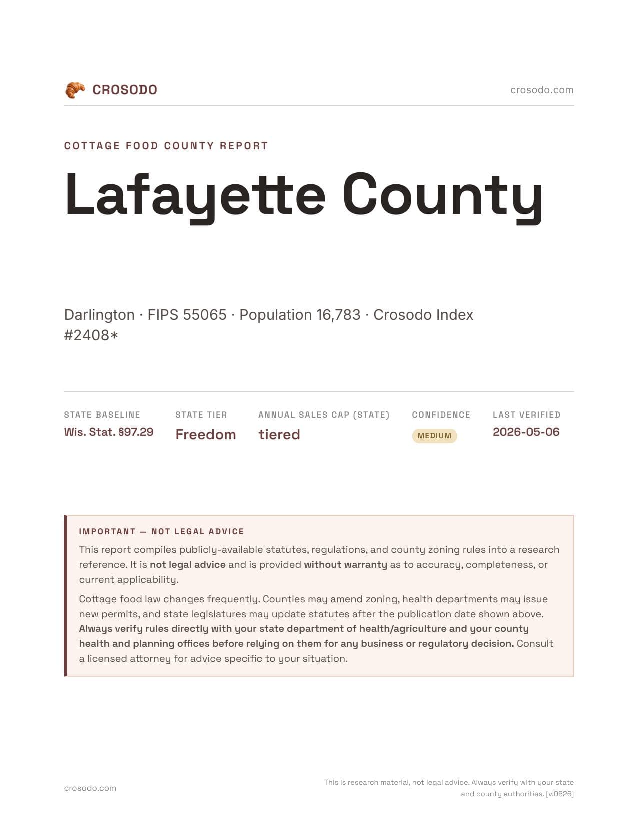 Cover of Lafayette County county cottage food report
