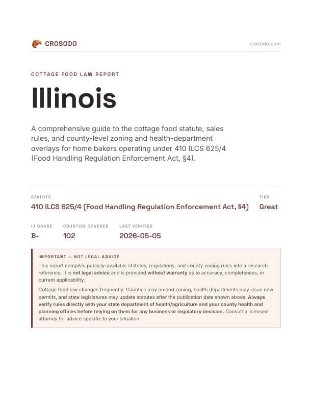 Cover of Illinois cottage food law PDF report