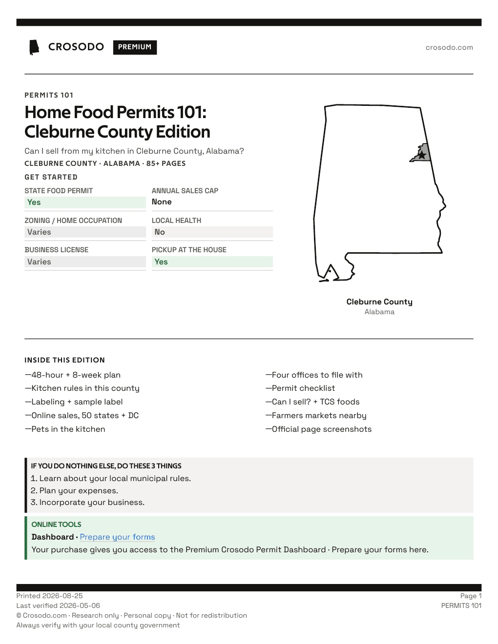 Permit Guide 101 cover for Cleburne County