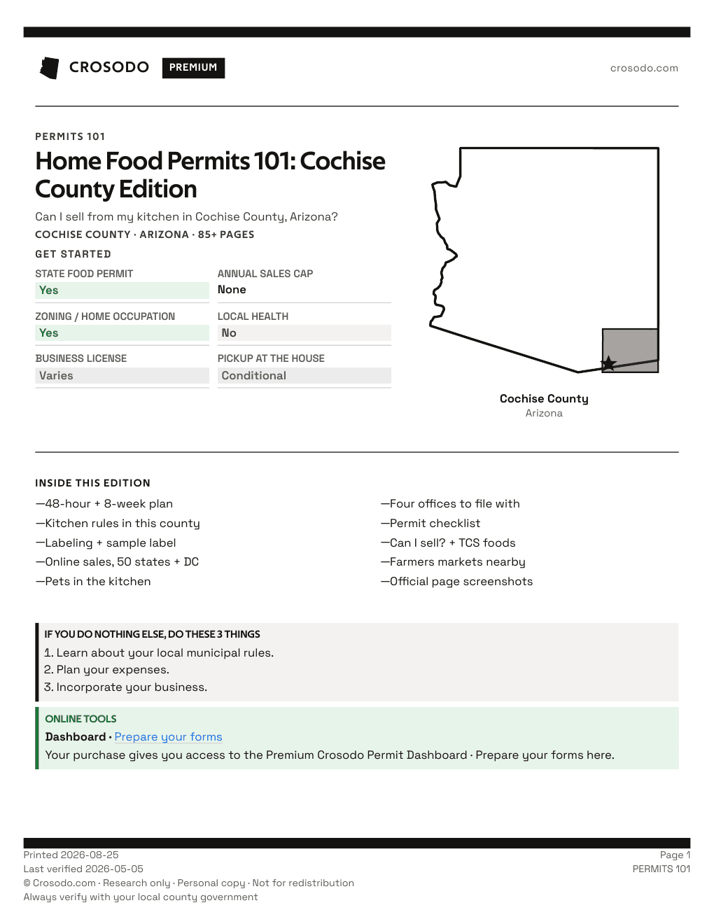 Permit Guide 101 cover for Cochise County