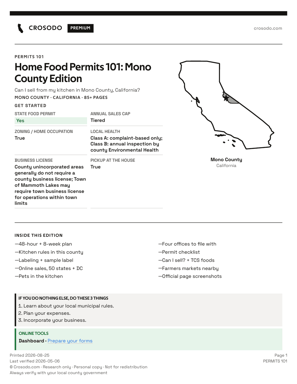 Permit Guide 101 cover for Mono County