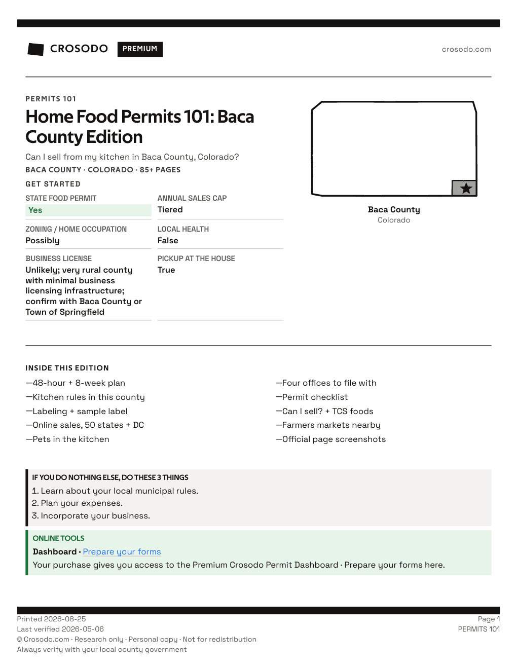Permit Guide 101 cover for Baca County