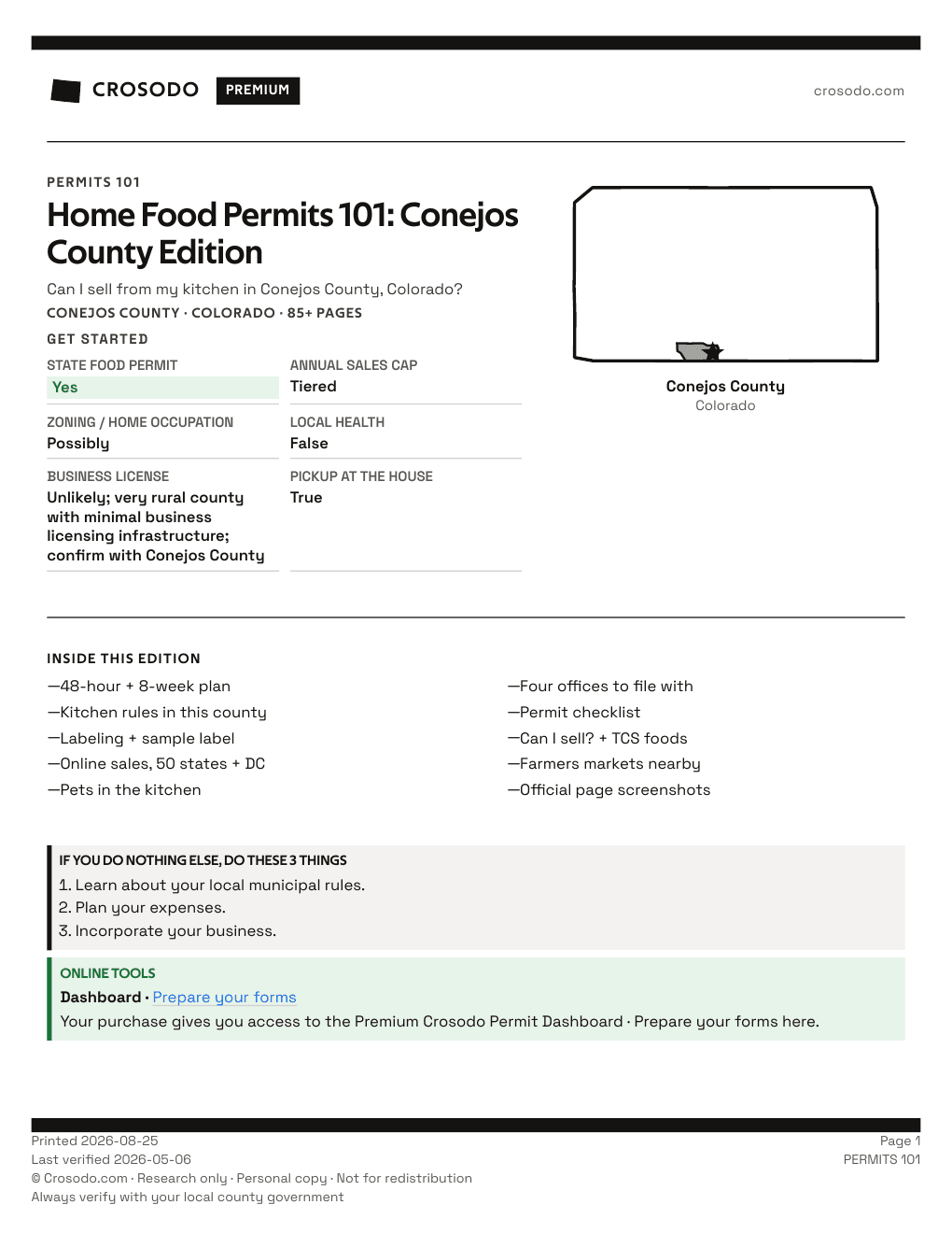 Permit Guide 101 cover for Conejos County